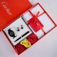 بوكس رجالي فاخر - قماش وطقم ساعة متجر بصمة هدية