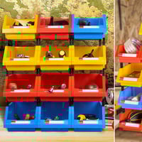 صندوق قطع غيار بلاستيك أخضر مقاس 2 - قابل للتكديس...