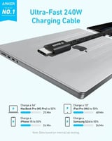 أنكر كيبل شحن تايب سي إلى تايب سي 1.8 متر بقوة 240...