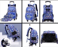 طقم شنطة مدرسية 3 قطع ازرق بتصميم فضائي