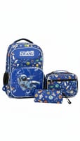 طقم شنطة مدرسية 3 قطع ازرق بتصميم فضائي