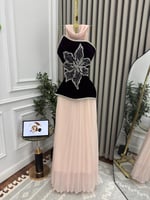 رمز 7940 فستان بيج عودي تطريز