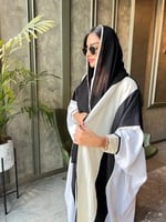 عباية لينن اسود &بيج فاتح &اوف وايت القصة بشت