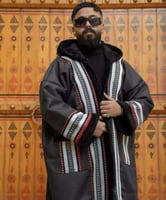 فروه شتوي مع قبعة نقش السدو فروات شتويه