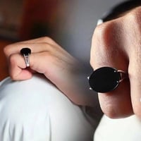 خاتم ملكي رجالي اسود فضه