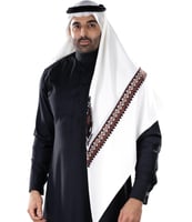 غترة بروجية شتوي بيج مطرز 3-2025