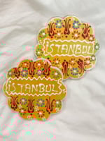 كوستر سراميك تركي مصنوع يدويا بعبارة ISTANBUL