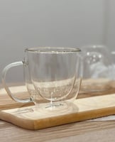 كوب زجاج مزدوج مع مقبض 250 مل