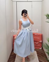 فستان ناعم أزرق سماوي مع فيونكة بيضاء – فستان كاجو...
