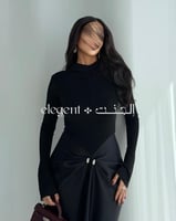 فستان سهرة أسود فخم بأكمام طويلة مع تفصيلة لؤلؤ أن...