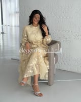 فستان أنيق بتطريز ناعم وقصة متدرجة