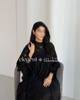 جلابية شيفون سوداء بتفاصيل دانتيل