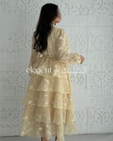 فستان أنيق بتطريز ناعم وقصة متدرجة