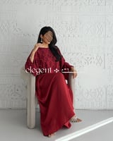 جلابية الأناقة - جلابية لنن مطرزة باللولو