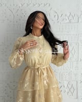 فستان أنيق بتطريز ناعم وقصة متدرجة