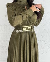فستان سهرة ذهبي بليسيه فاخر
