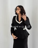 طقم إيليت الأسود الراقي بتطريز و تحديد خصر خلفي -...