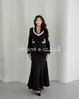 طقم إيليت الأسود الراقي بتطريز و تحديد خصر خلفي -...