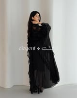 جلابية شيفون سوداء بتفاصيل دانتيل