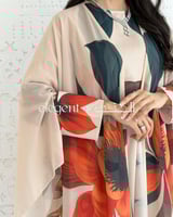 جلابية بطبعات فنية بقصة انسيابية - جلابية قطعتين