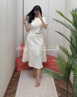 طقم سكري بتطريز ورد بارز وقصة أنيقة