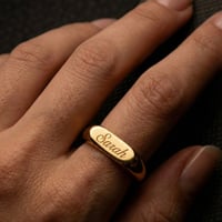 خاتم ختم هندسي ناعم مطلي بالذهب عيار 18 قيراط – بت...