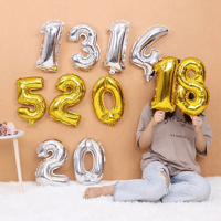 بالونات ارقام فويل صغيرة 16 انش (معبأة بالهواء)