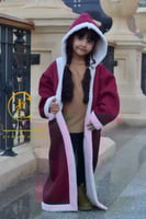 فروة شتوي بناتي ولادي باللون العنابي مع كتابة الاس...