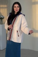 جاكيت نسائي شتوي كحلي مع بيج