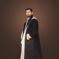 فروة دبل فيس مع شال اسود - بيج