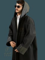 فروه رجالية قماش جوخ و أطرافها جلد اسود