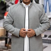 جاكيت رمادي مع الاسود دبل فيس