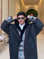 فروه رجالية قماش جوخ و أطرافها جلد اسود