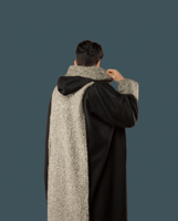 فروه دبل فيس قماش جوخ + شال على الظهر + جلد على ال...