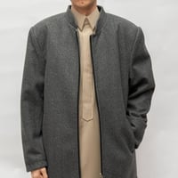 جاكيت جوخ رصاصي غامق دبل فيس