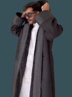 فروه رجالية قماش جوخ و أطرافها جلد اسود