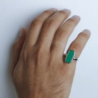 خاتم فضه 925 اخضر مموج