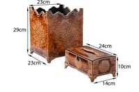 سلة مهملات مع علبة مناديل خشب