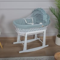 سلة موسى خيزران ابيض بتلبيسة قماش اللنن تيفاني