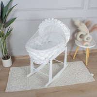 سلة موسى خيزران ابيض بتلبيسة ضفيرة اوف وايت