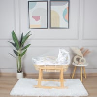 سلة موسى قش بتلبيسة قماش قطن برسومات