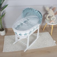 سلة موسى خيزران ابيض بتلبيسة ضفيرة تيفاني