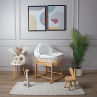 سلة موسى خيزران خشبي بتلبيسة قماش الفيسبوك