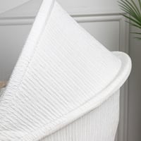 سلة موسى قش بتلبيسة قماش مقلّم اوف وايت