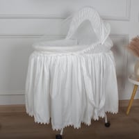 سرير استقبال شيّال قماش قطن وقاعدة بعجلات متحركة