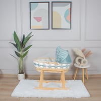 سلة موسى خيزران خشبي بتلبيسة ضفيرة تيفاني