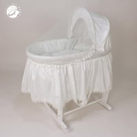 سرير استقبال شيّال قماش قطن وقاعدة هزاز جانبي