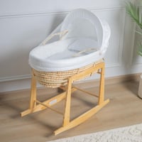 سلة موسى قش بتلبيسة قماش قطن اوف وايت