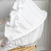 سلة موسى قش بتلبيسة قماش حبوب الرمان اوف وايت