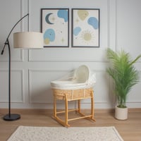 سلة موسى قش بتلبيسة قماش قطن سكري